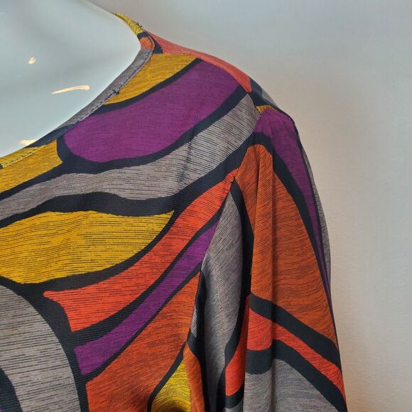 NEW Vintage Y2K Plus Size Psychedelic Bell Sleeve Dress - Picture 5 of 8